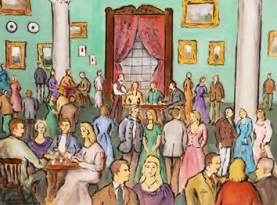 BEWLEYS COFFEE LOUNGE by Gladys Maccabe sold for €1,500 at deVeres Auctions