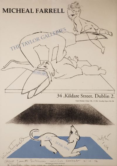 TAYLOR GALLERIES EXHIBITION POSTER by Micheal Farrell sold for €200 at deVeres Auctions