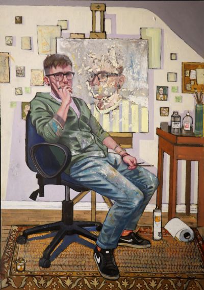 SELF PORTRAIT IN THE ARTISTS STUDIO by Tom McLean sold for €800 at deVeres Auctions