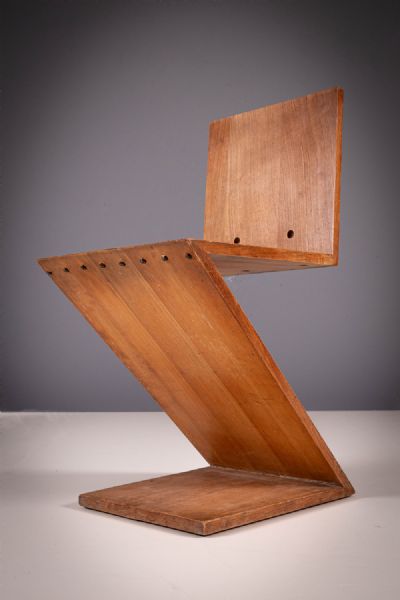 THE ZIG-ZAG CHAIR by GERRIT RIETVELD sold for €9,000 at deVeres Auctions