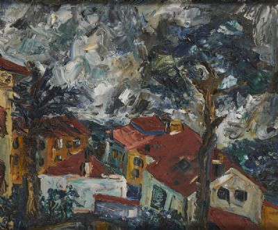 CRETON VILLAGE IN A STORM by Kenneth Hall sold for €2,600 at deVeres Auctions