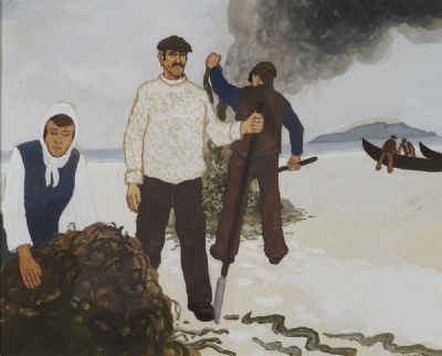 BURNING THE KALE, CONNEMARA by James MacIntyre  at deVeres Auctions