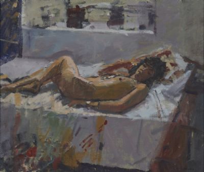 NUDE ON BED by Ken Howard sold for €2,200 at deVeres Auctions