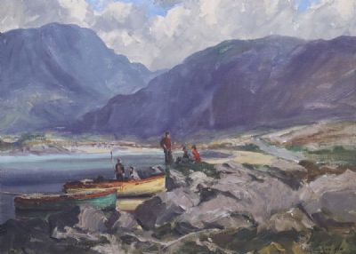 GALWAYS FISHERFOLK by Rowland Hill sold for €650 at deVeres Auctions