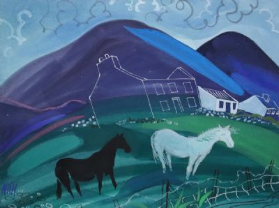 HORSES NEAR REEL by Nicolas Hely Hutchinson sold for €650 at deVeres Auctions