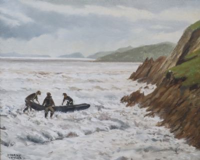 LAUNCHING THE CURRACH by Maeve Taylor sold for €460 at deVeres Auctions