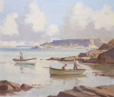 GATHERING SEAWEED, CUSHENDUN, CO. ANTRIM by Maurice Canning Wilks sold for €900 at deVeres Auctions