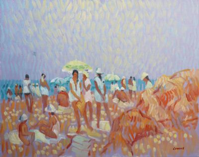 BEACH PARASOLS by Desmond Carrick sold for €700 at deVeres Auctions