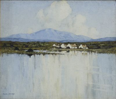 COTTAGES by THE LAKE by Paul Henry  at deVeres Auctions