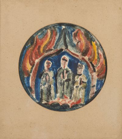 THREE CHILDREN, FIERY FURNACE by Evie Hone sold for €440 at deVeres Auctions