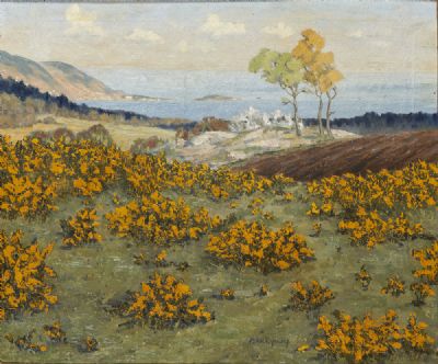 WICKLOW GOLD (LOOKING TOWARDS SORRENTO TERRACE) by Mabel Young sold for €1,300 at deVeres Auctions