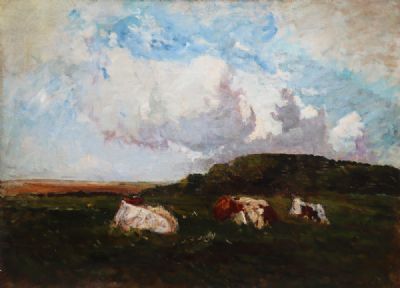 CATTLE AT MALAHIDE by Nathaniel Hone sold for €19,500 at deVeres Auctions