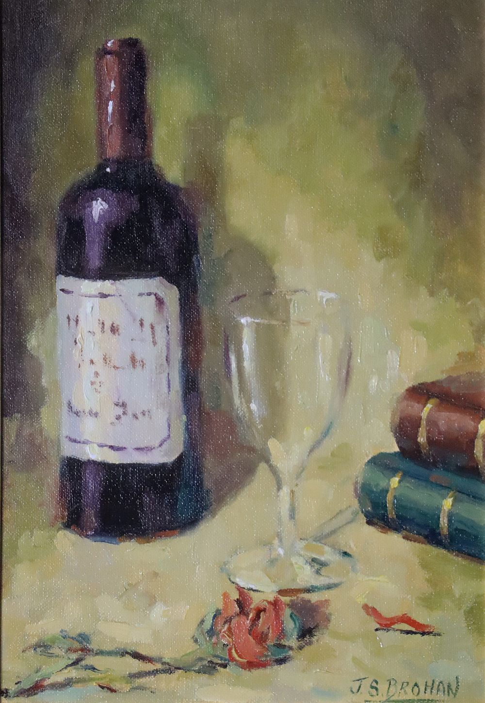 Lot 135 - STILL LIFE - WINE AND GLASS by James S. Brohan