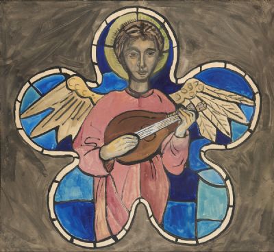 ARCHANGEL WITH LUTE by Evie Hone sold for €1,100 at deVeres Auctions