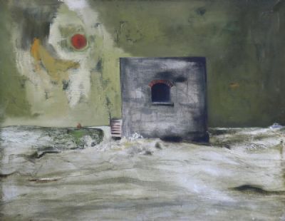 RED SUN OVER MARTELLO TOWER by Patrick Hickey sold for €3,600 at deVeres Auctions