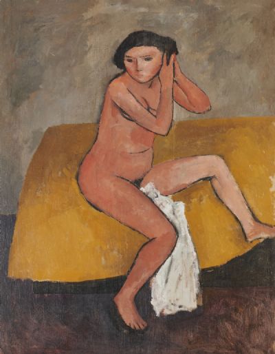 NUDE ON A YELLOW COUCH by William Scott sold for €55,000 at deVeres Auctions