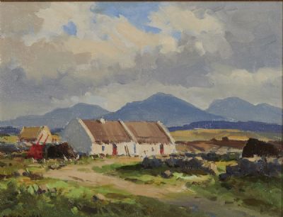 CONNEMARA COTTAGES NEAR CASHEL by Maurice Canning Wilks  at deVeres Auctions