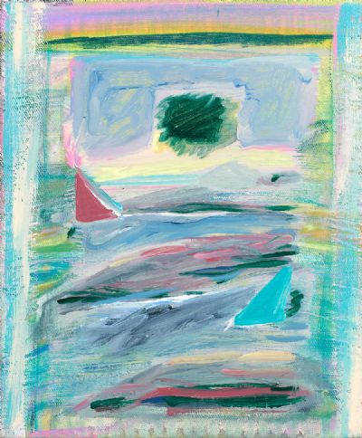 YELLOW, PINK AND BLUE HORIZON by Lesley-Ann O'Connell  at deVeres Auctions