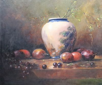 STILL LIFE OF FRUIT AND VASE by Matt Ryan  at deVeres Auctions