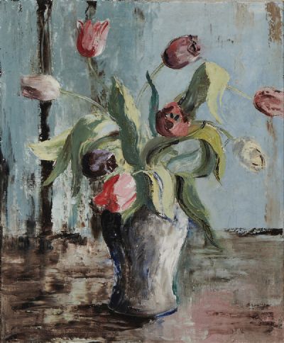 TULIPS IN A VASE by Joan Jameson sold for €1,000 at deVeres Auctions
