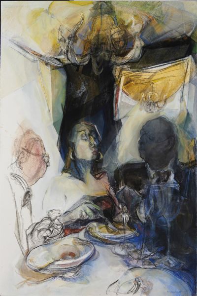 DINNER AT THE ARTS CLUB by Manar Al Shouha sold for €4,800 at deVeres Auctions