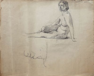 SEATED NUDE, UPRIGHT by Mainie Jellett sold for €600 at deVeres Auctions