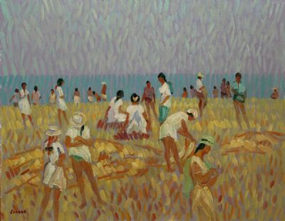 FIGURES ON THE BEACH, NERJA by Desmond Carrick  at deVeres Auctions