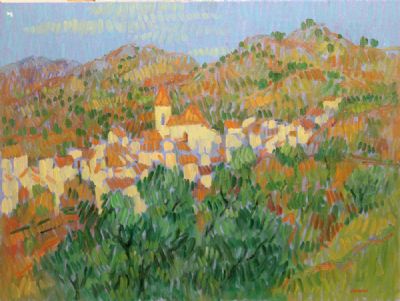 ROOFTOPS NERJA by Desmond Carrick  at deVeres Auctions
