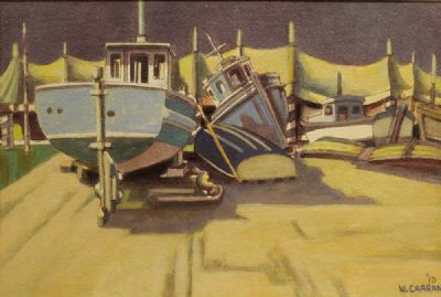 BOATS ON THE SLIPWAY by William Carron  at deVeres Auctions
