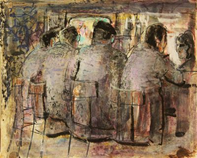 MEN AT THE BAR by George Campbell  at deVeres Auctions