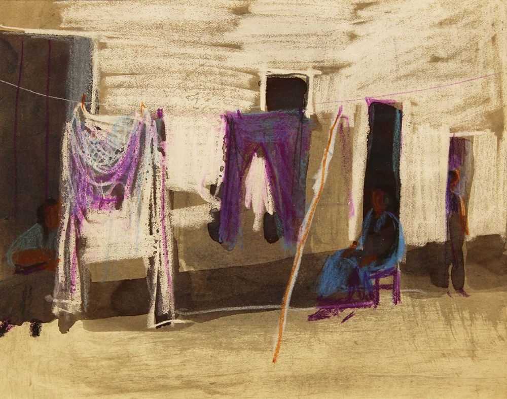 Lot 32 - THE WASHING LINE by George Campbell